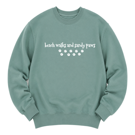 Beach Walks and Sandy Paws Sweatshirt - Seafoam Size L - UK 16-18