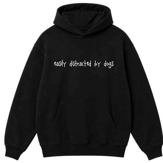 Easily Distracted by Dogs Hoodie - Black - Size 3XL - UK 26-28 (56")