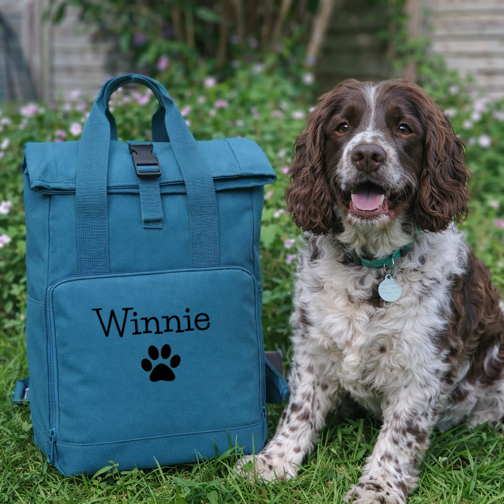 Personalised Dog Walking Rucksack - Recycled Roll Top Backpack