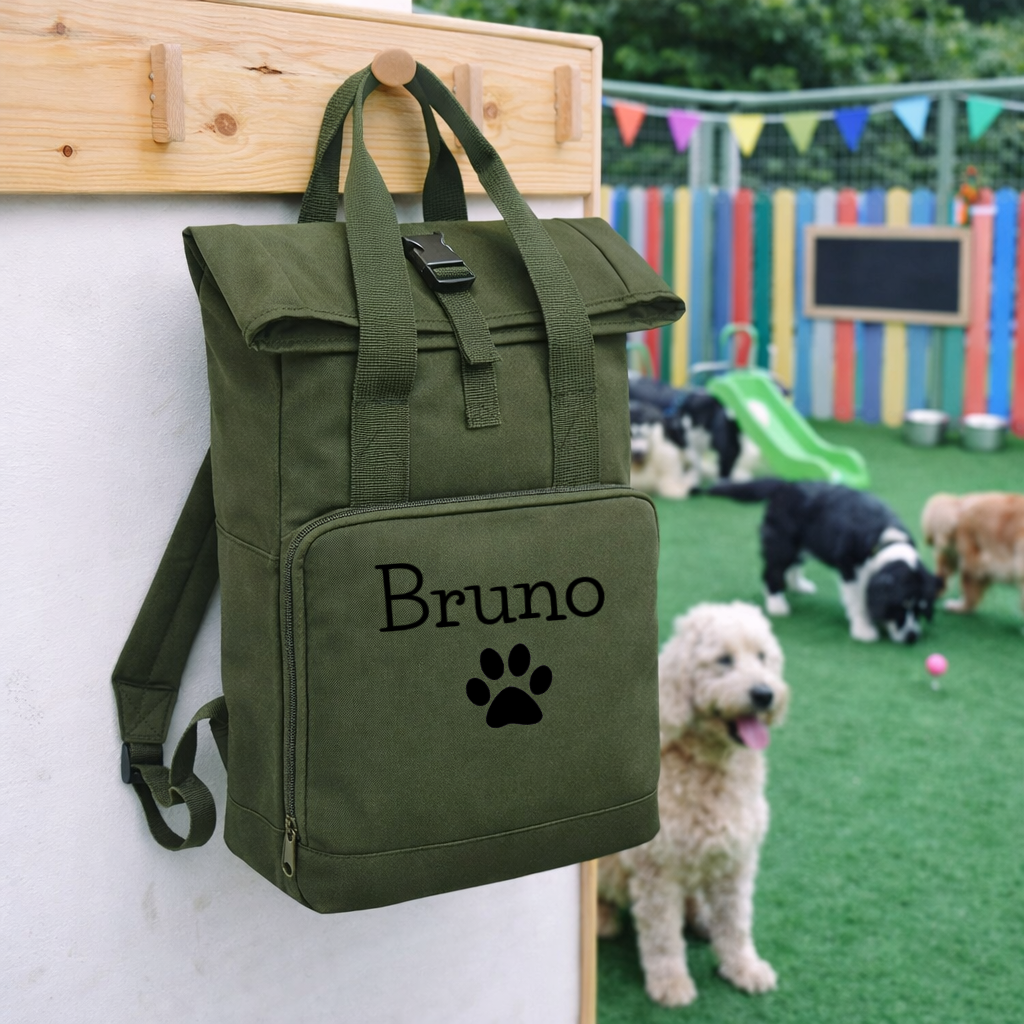 Personalised Dog Walking Rucksack - Recycled Roll Top Backpack