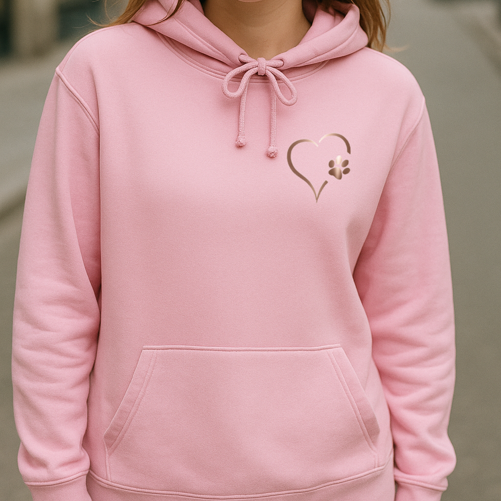 Rose Gold Heart and Paws Hoodie - Pink Size S - UK 10-12 (36")