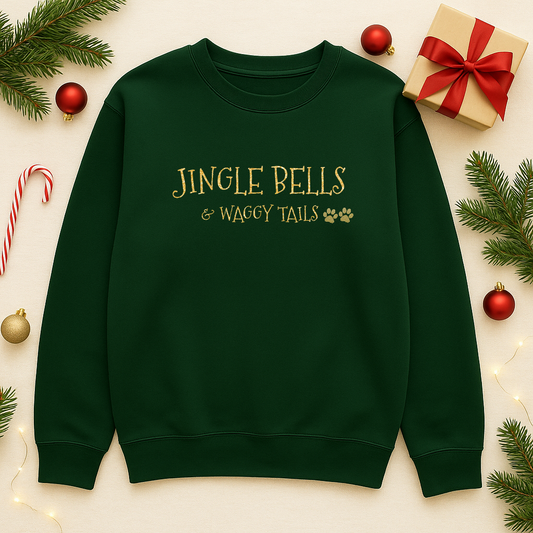 Jingle Bells and Waggy Tails Christmas Dog Lover Sweatshirt