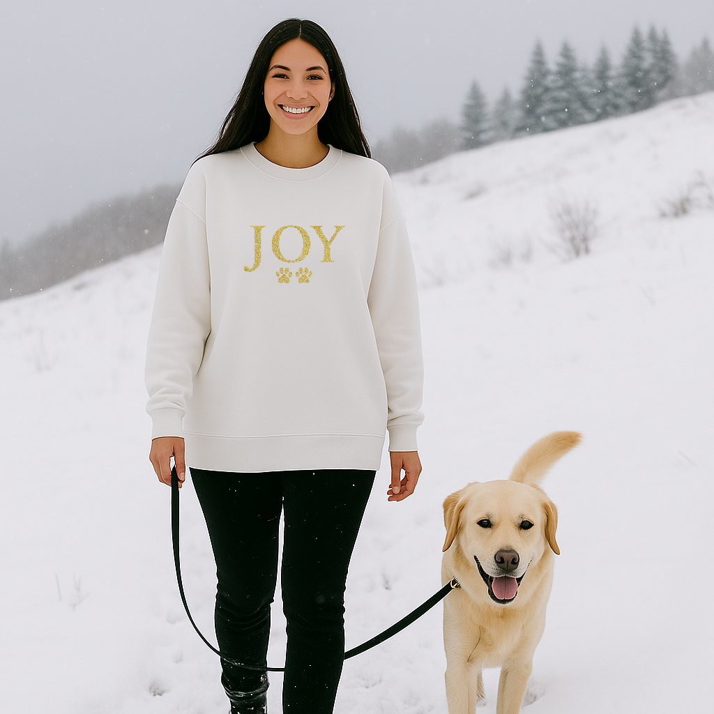 JOY Paw Print Christmas Sweatshirt – Dog Lover’s Holiday Jumper