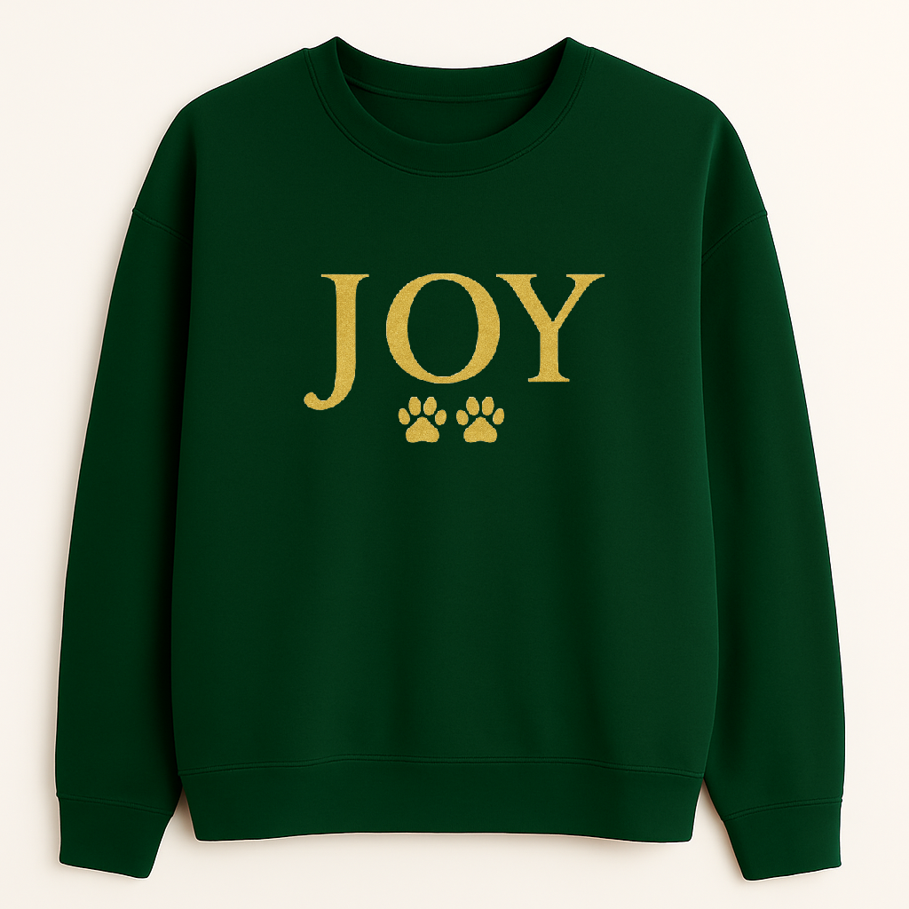 JOY Paw Print Christmas Sweatshirt – Dog Lover’s Holiday Jumper