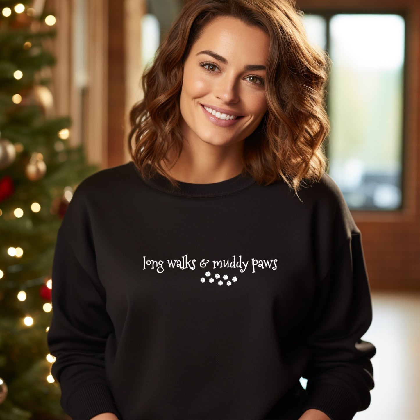 Long Walks and Muddy Paws Sweatshirt, Dog Slogan Women's Sweatshirt