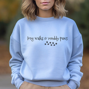 Long Walks and Muddy Paws Sweatshirt - Sky Blue Size XXL - 52" (UK 24-26)