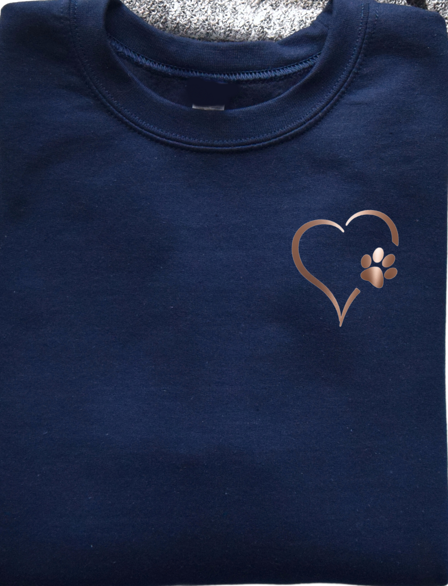 Rose Gold Heart and Paws Sweatshirt - Navy Size M - UK 14 (40")