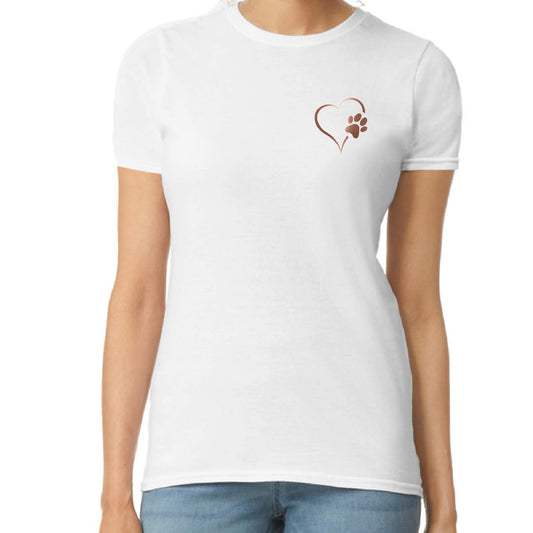 Heart and Paws Logo T-Shirt - White - UK 14-16 Ladies Fit T-Shirt