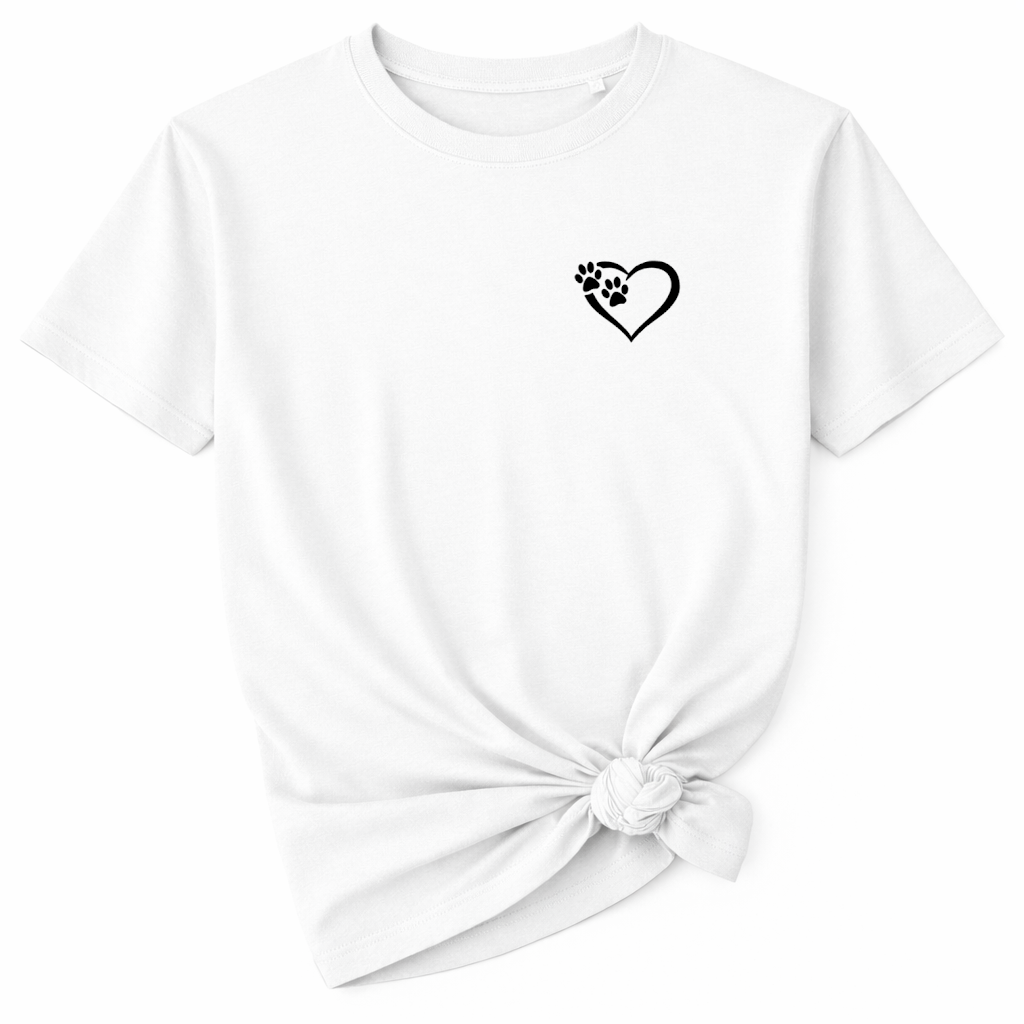 Heart and Paws T-Shirt - White Size S - 36" (UK 10-12)