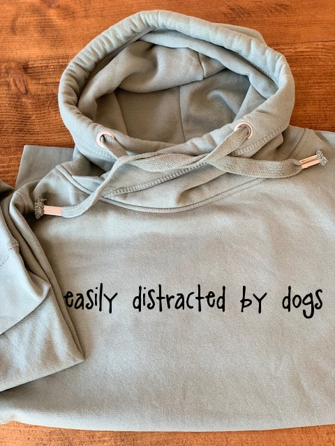 'Easily Distracted By Dogs' Luxury Cowl Neck Hoodie