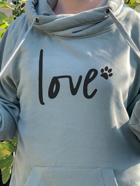 'Love and Paws' Luxury Cowl Neck Hoodie