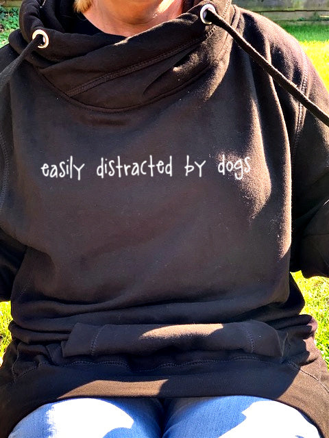 'Easily Distracted By Dogs' Luxury Cowl Neck Hoodie