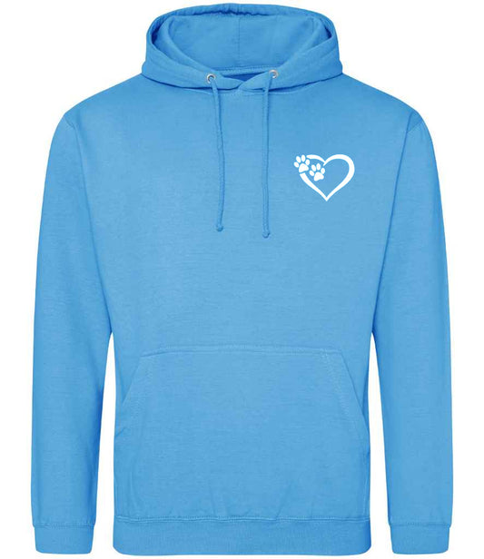 Heart & Paws Hoodie - Hawaiian Blue Size XS - UK8-10 (34")