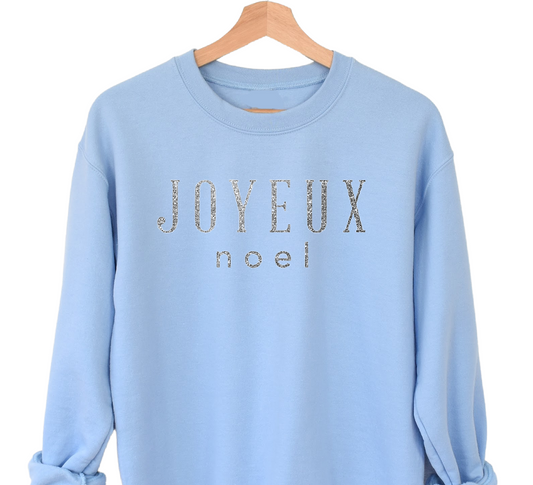 Joyeux Noel Sweatshirt - Sky Blue Size XXL - 52" (UK 24-26)