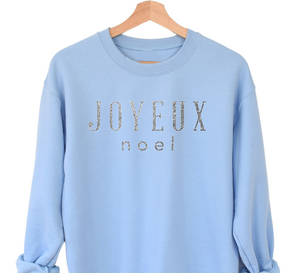 Joyeux Noel Sweatshirt - Sky Blue Size XXL - 52" (UK 24-26)