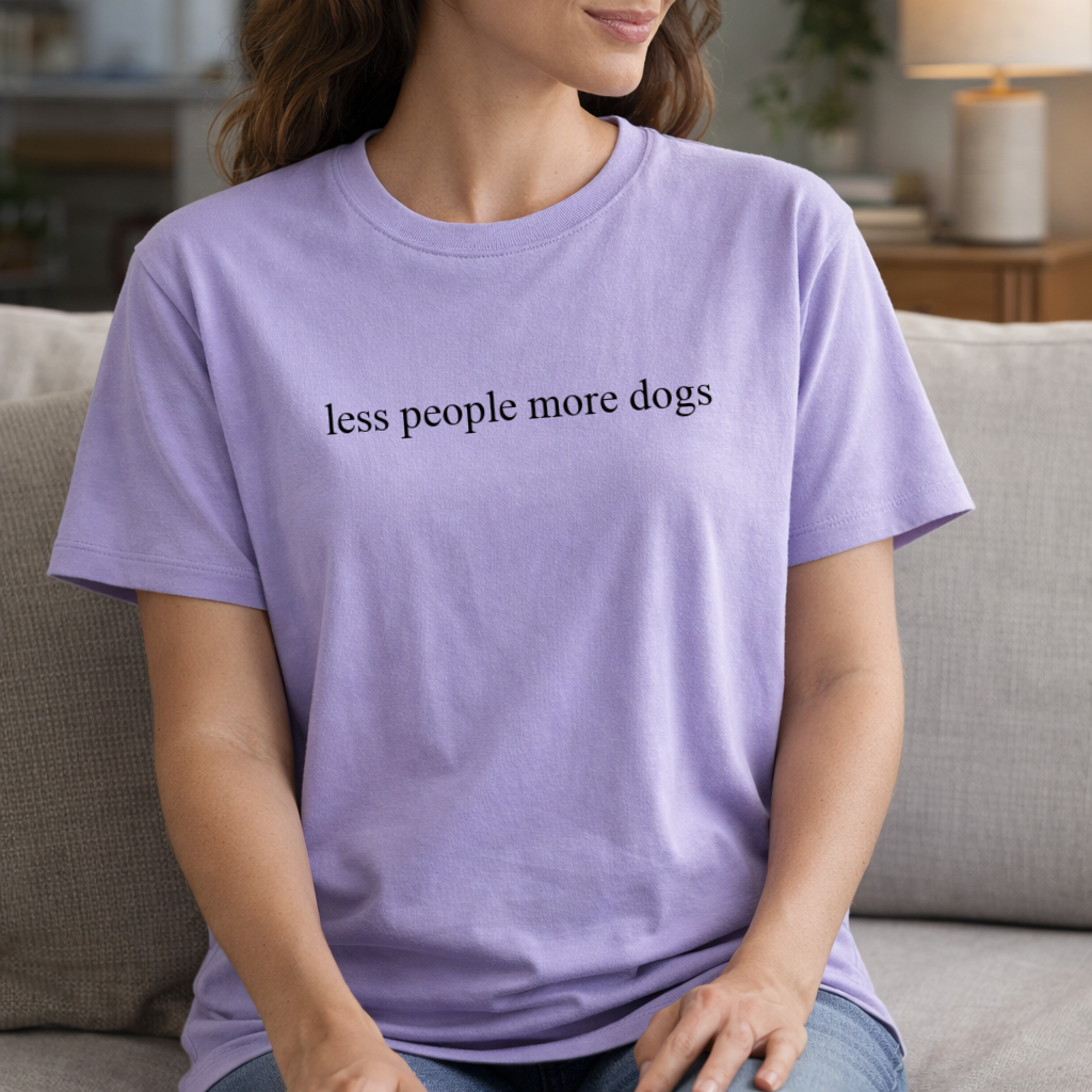 Less People More Dogs T-Shirt - Lilac Size XS - UK 8-10 (32-34")