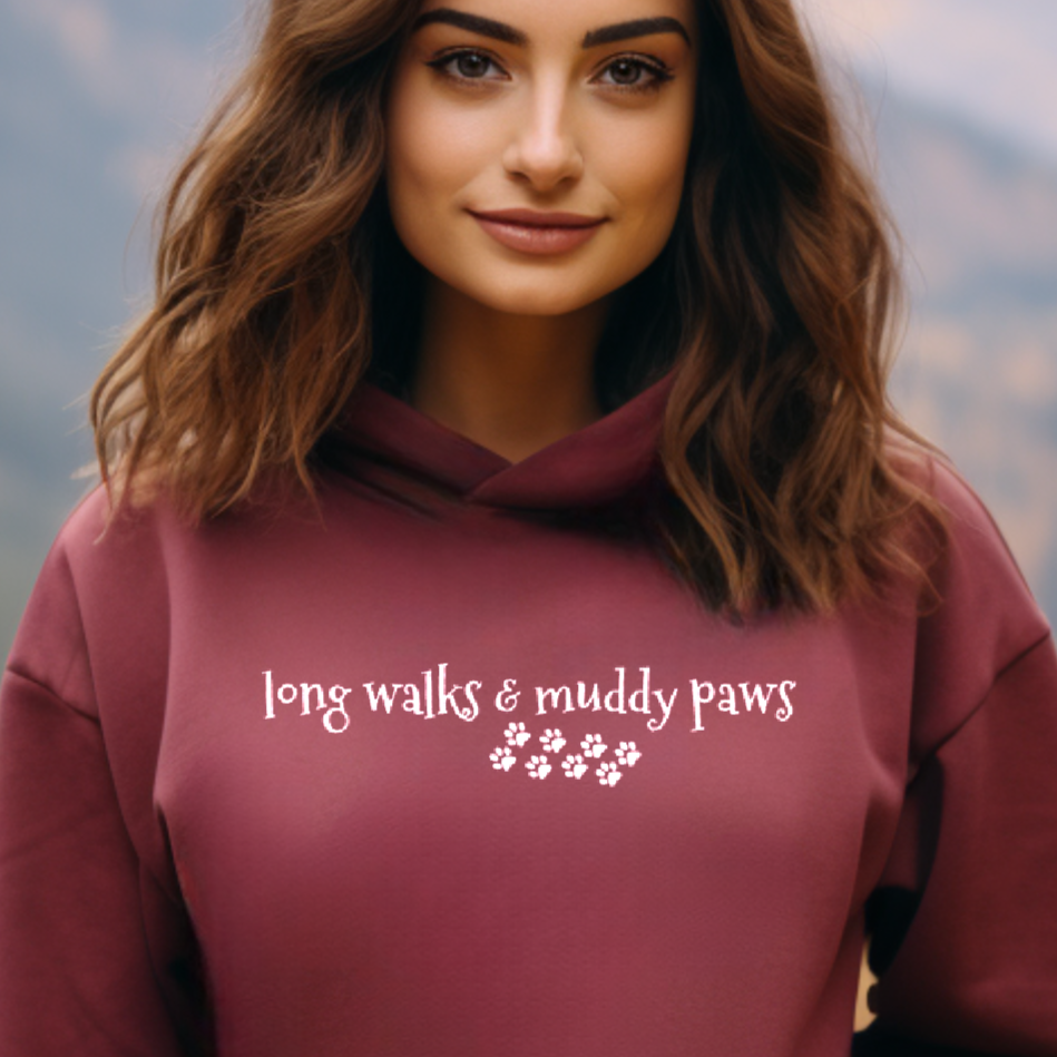 Long Walks and Muddy Paws Hoodie - Relaxed Fit