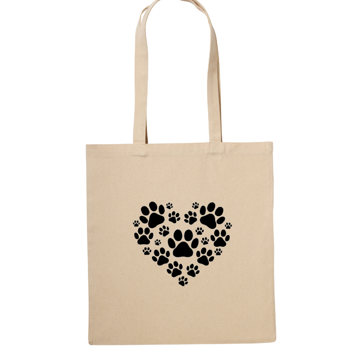 Paw Print Heart Natural Canvas Tote Bag