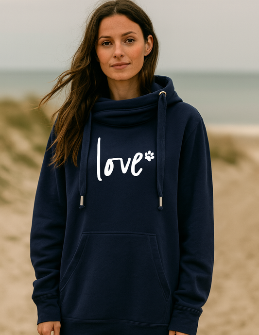 'Love and Paws' Luxury Cowl Neck Hoodie