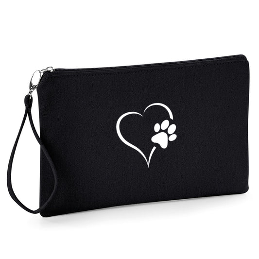 Black Canvas Wristlet - Zipped Pouch with Wrist Strap