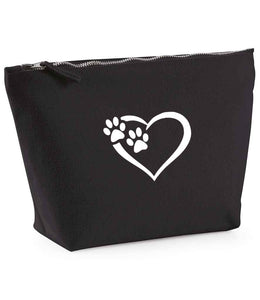 Small Heart & Paws Makeup Bag - Black with Matt White Image