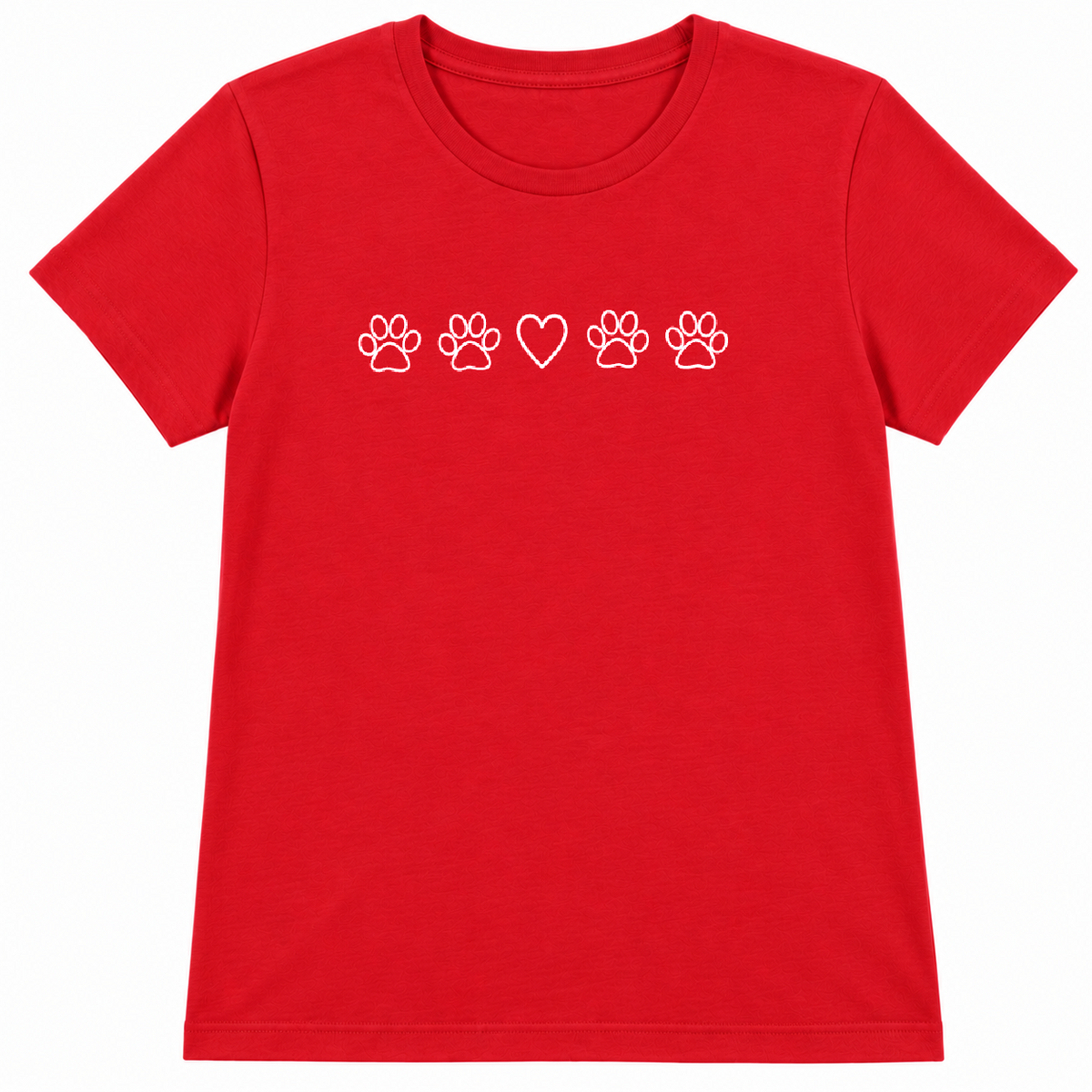 Paw Prints and Heart T-Shirt- Red Size XL  UK 14-16 Ladies Fit