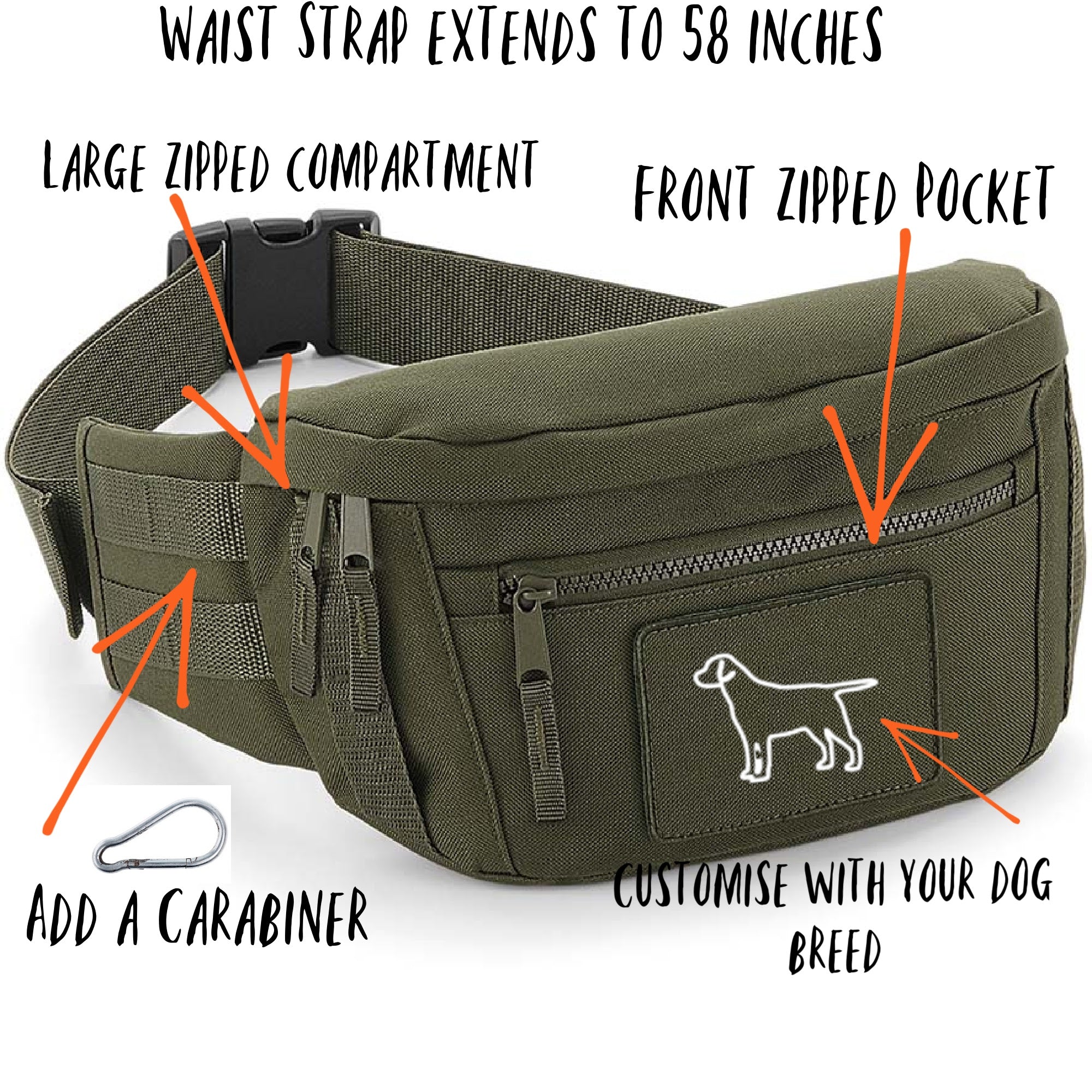 Dog Walking Bum Bag - Extra Large Belt Bag - Personalise with ANY Dog Breed