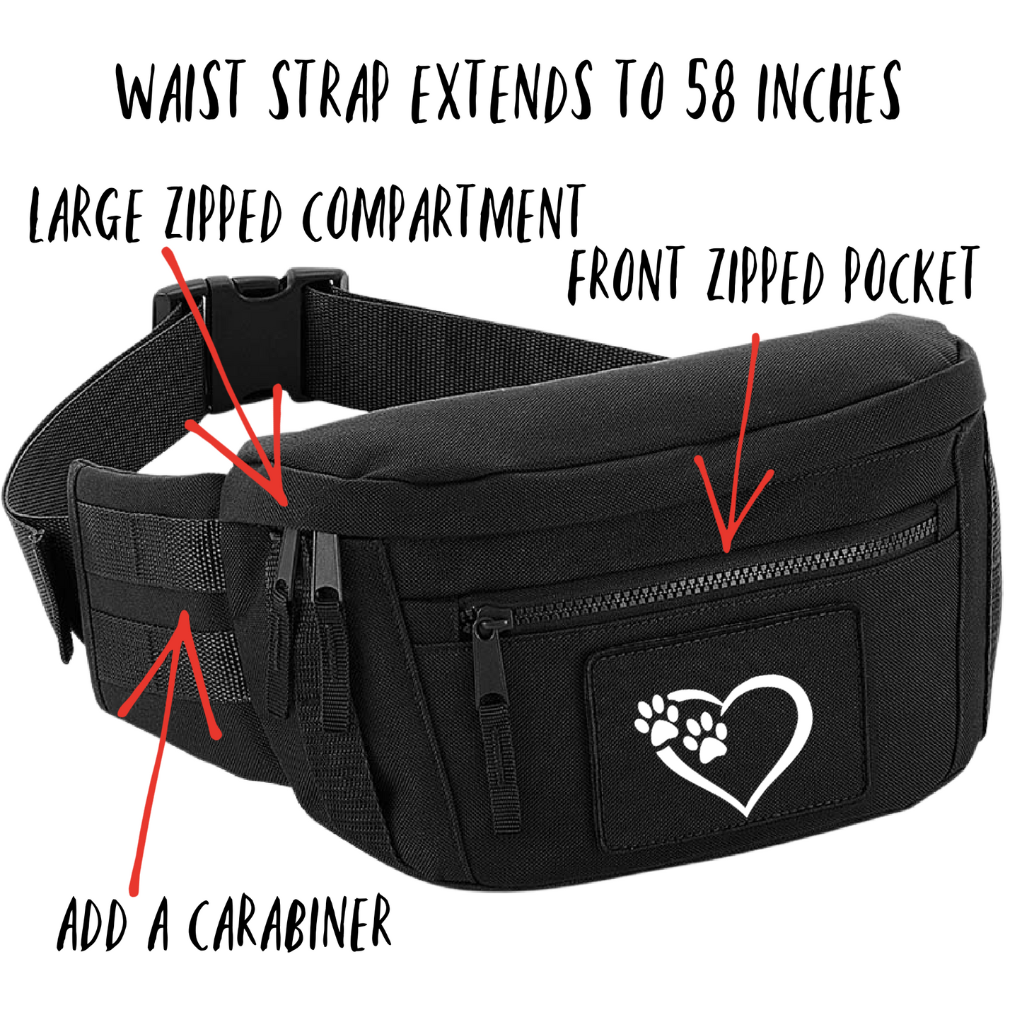 Personalised Dog Walking Bum Bag - Extra Large Waist Bag