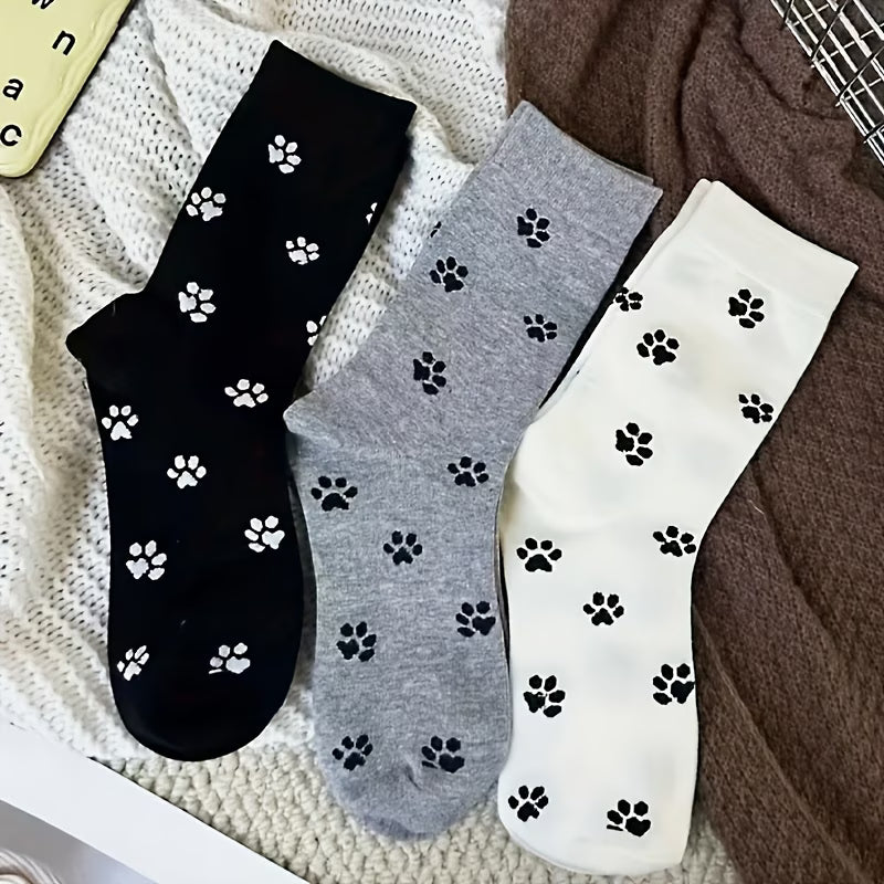 Set of 3 Little Paw Print Socks - Womens( 4-7 )