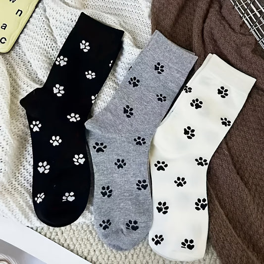 Set of 3 Little Paw Print Socks - Womens( 4-7 )