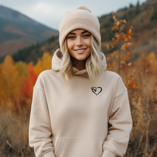 Heart & Paws Hoodie - Sand Size S - UK10-12 (36")