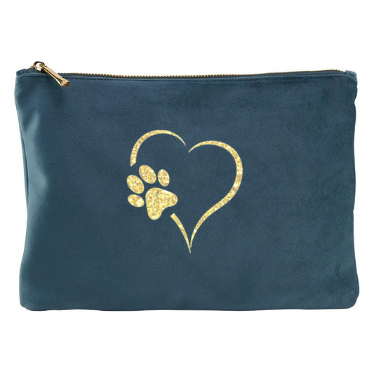 Small Blue Topaz Velvet Accessory Pouch - 17 x 12cm