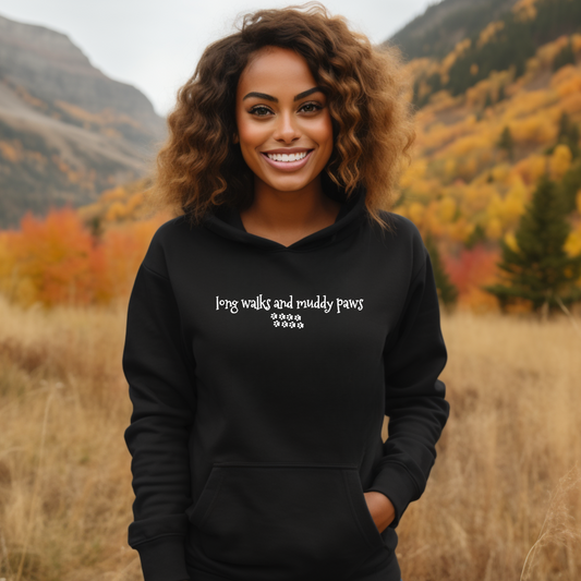 Long Walks and Muddy Paws Hoodie - Black Size XS - 34" (UK 8-10)