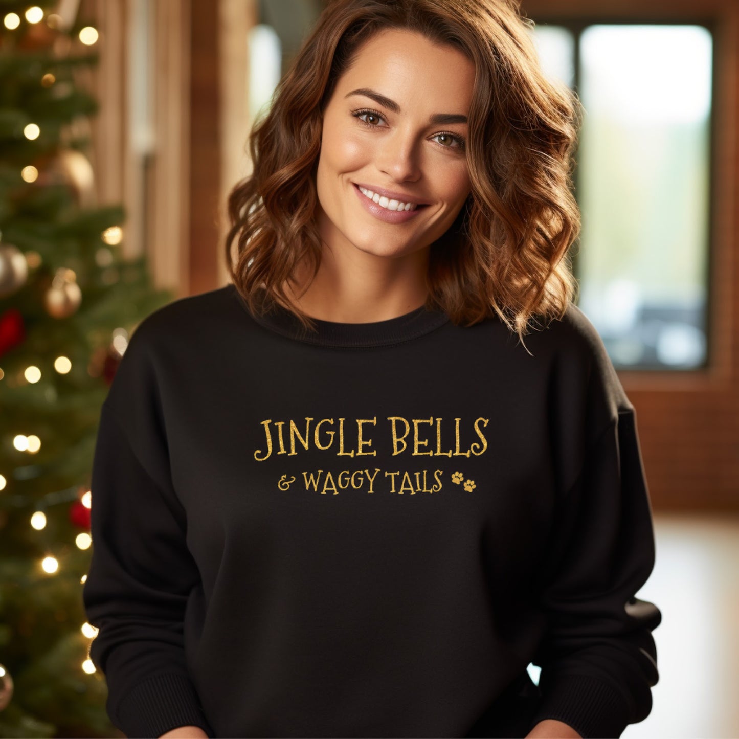 Jingle Bells and Waggy Tails Christmas Dog Lover Sweatshirt