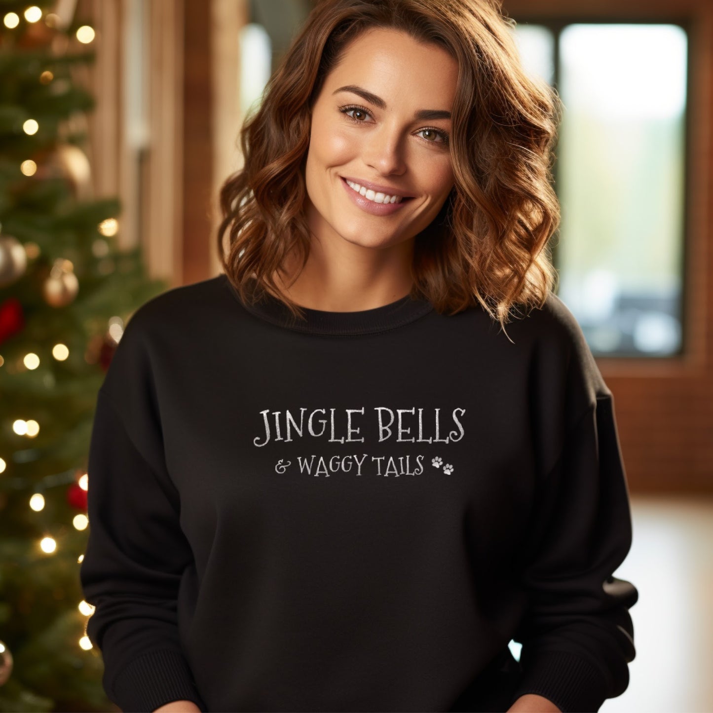 Jingle Bells and Waggy Tails Christmas Dog Lover Sweatshirt