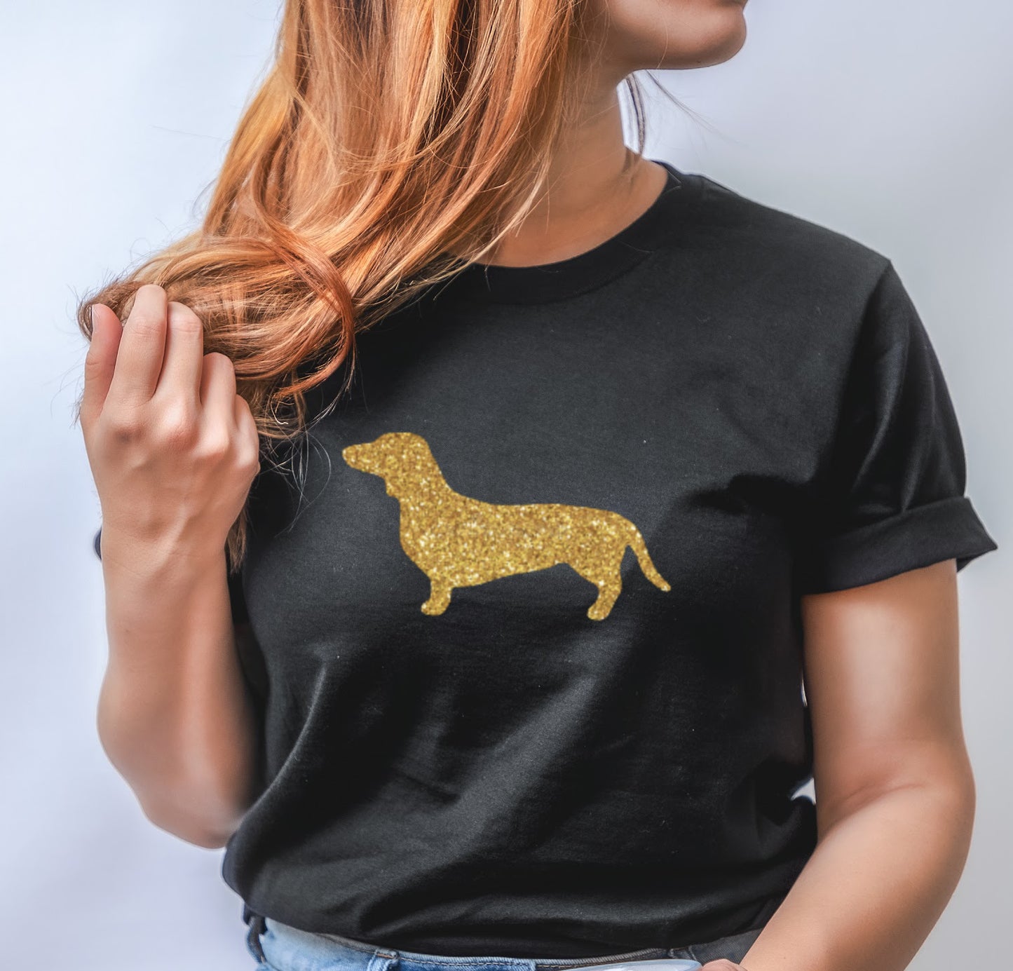 ANY BREED Gold Glitter Dog Design T- Shirt