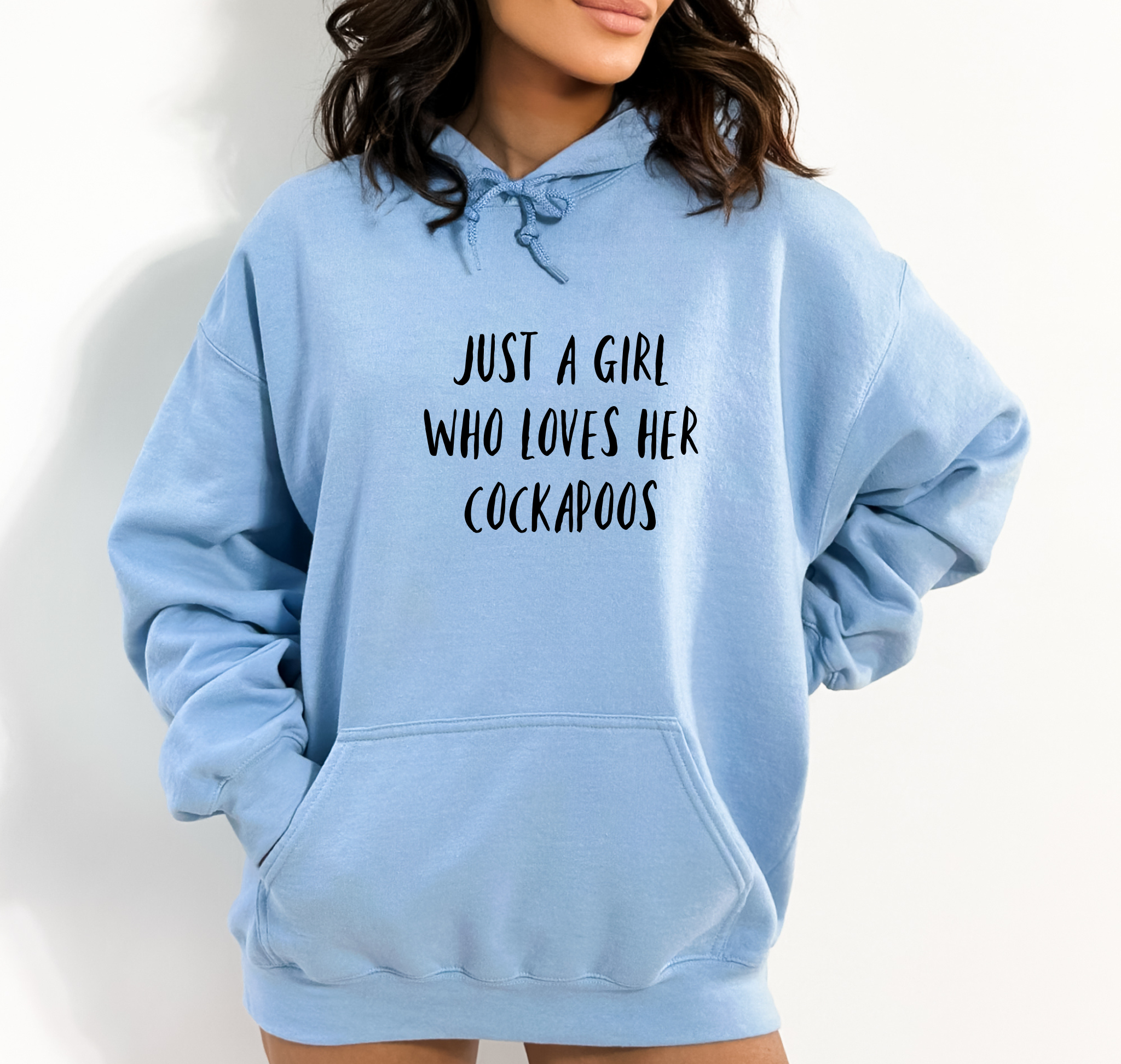 Just a Girl Who Loves Her Cockapoos Hoodie - Sky Blue Size L - UK 16-18 (44")