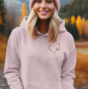 Rose Gold Heart and Paw Hoodie - Pink Size M - UK 14 (40")