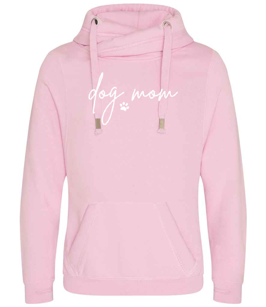 Dog Mom Cowl Neck Hoodie - Pink - Size S (8-10 UK)