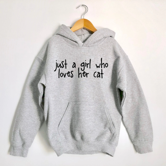 Just a Girl Who Loves Her Cat Hoodie - Kids Size 12-13Y (34")