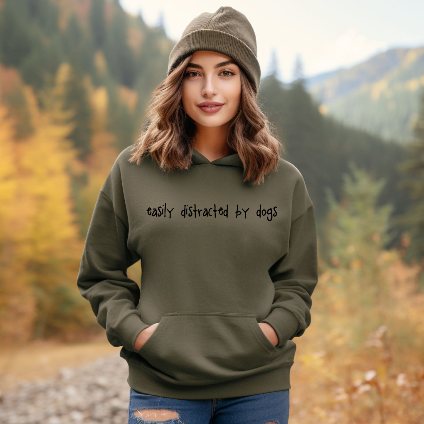 Easily Distracted By Dogs Hoodie - Relaxed Fit