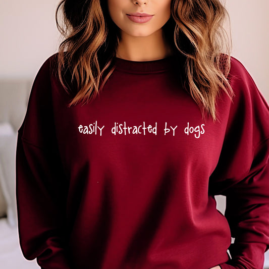 Easily Distracted by Dogs Sweatshirt - Burgundy Size XL - UK 20-22 (48")