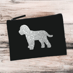 Cockapoo Makeup Bag - Black with Silver Glitter