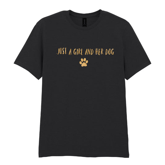 'Just a Girl and Her Dog' T-Shirt - Black  Size - Large (UK 14-16) 42-44