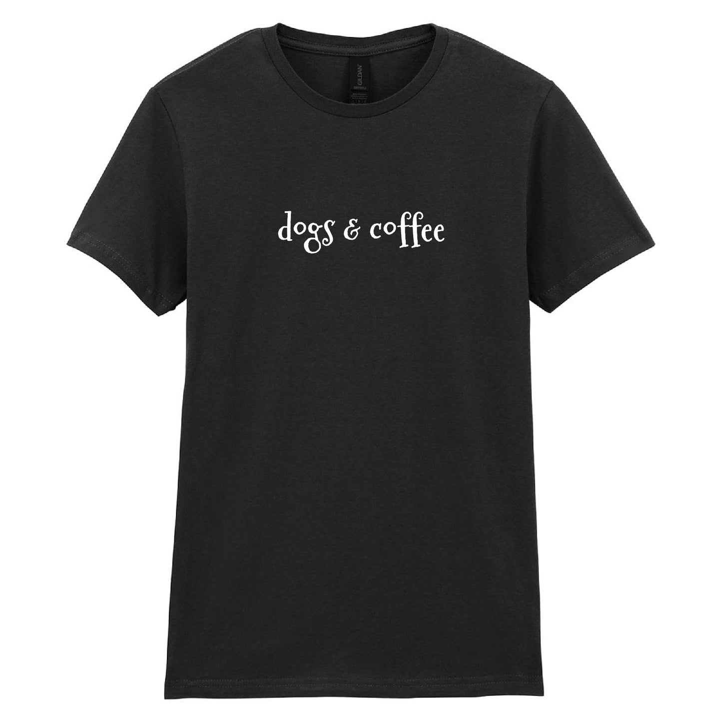 Dogs & Coffee  Womens fit T-Shirt - Black Size M - UK 10-12