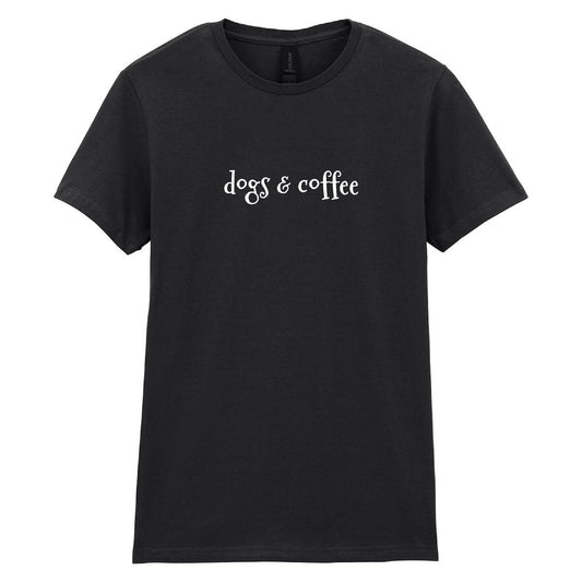 Dogs & Coffee  Womens fit T-Shirt - Black Size L - UK 12-14