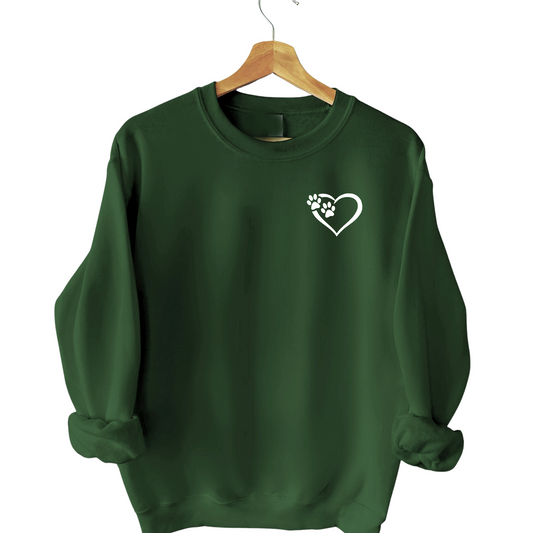 Heart and Paws Sweatshirt - Forest Green Size L - 44" (UK 16-18)