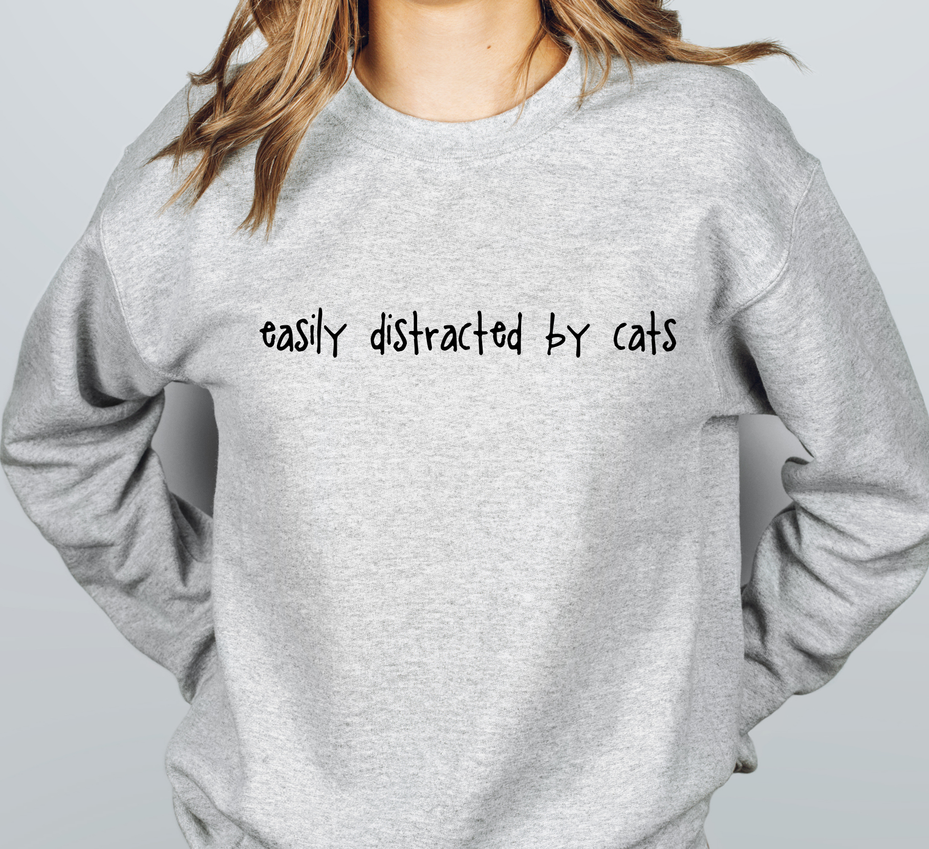 'Easily Distracted by Cats' Sweatshirt, Women's Sweatshirt