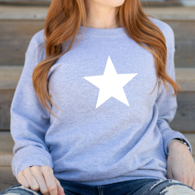 Grey Sweatshirt with White Star - Size L - UK16-18 (44")