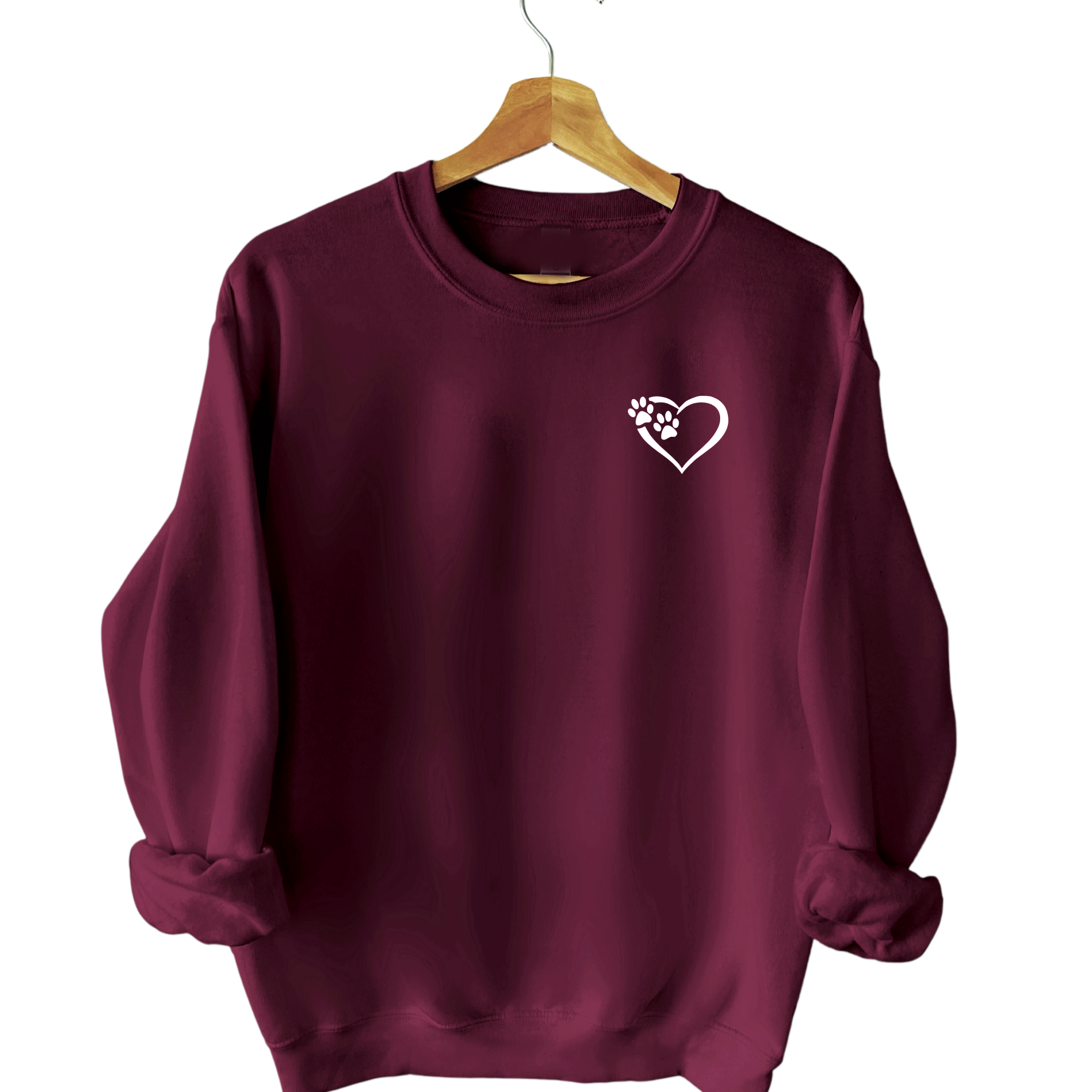 Heart and Paws Sweatshirt - Burgundy Size XS -34" (UK 8-10)